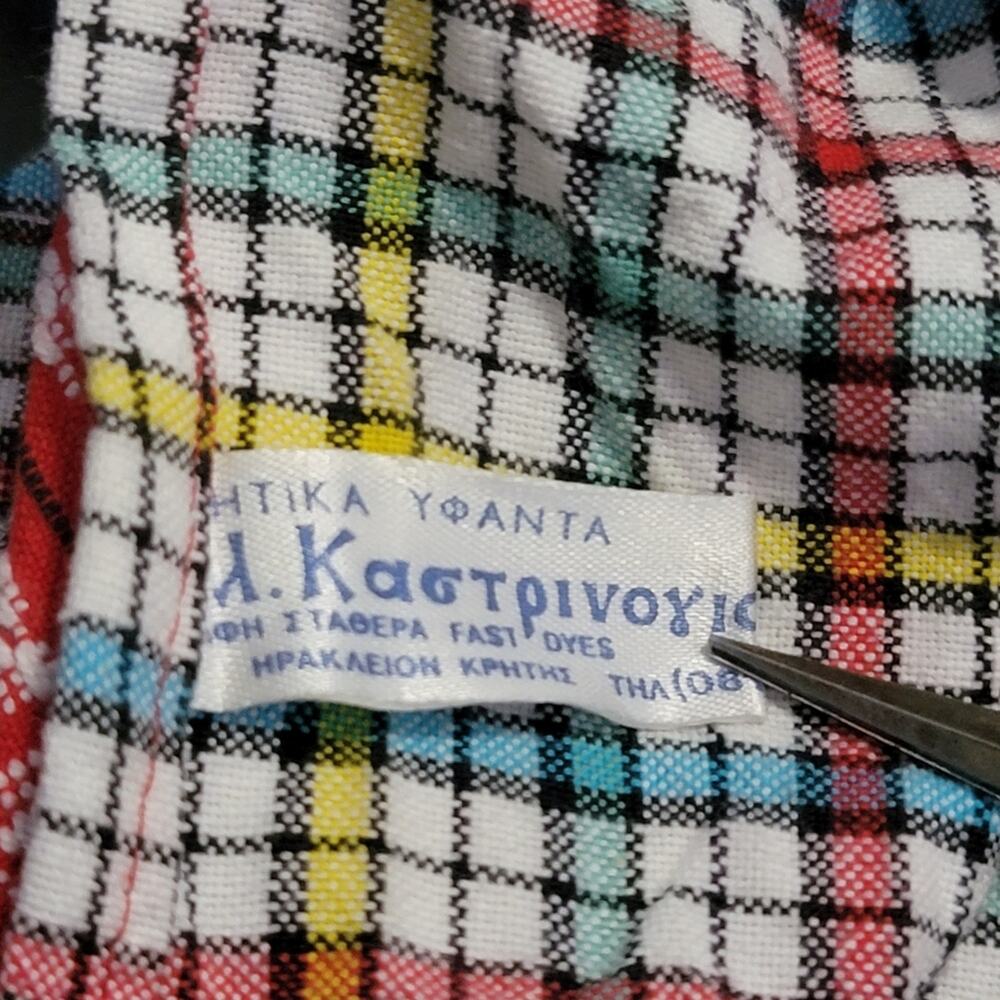Vintage 1960's Greek Tie Back Full Artist Kitchen Cooking Apron - Picture 6 of 7